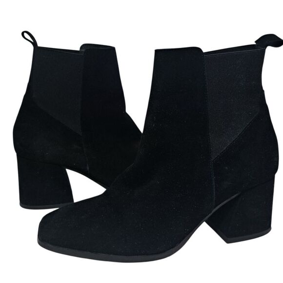 Antonio De Falia Slip On Leather Suede Goth Ankle Boots Block Heel Siz 8 Black - Picture 6 of 15